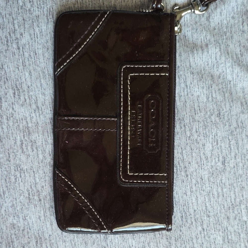 Coach Brown Patent Leather Phone Case